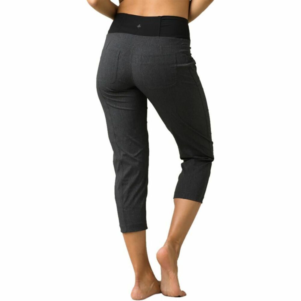 New NWT Womens Prana Pants XS Summit Capri Crop Pockets Hike Black Casual Hybrid